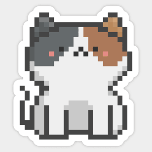 Pixel Quiet White Calico A Cat 51 Sticker